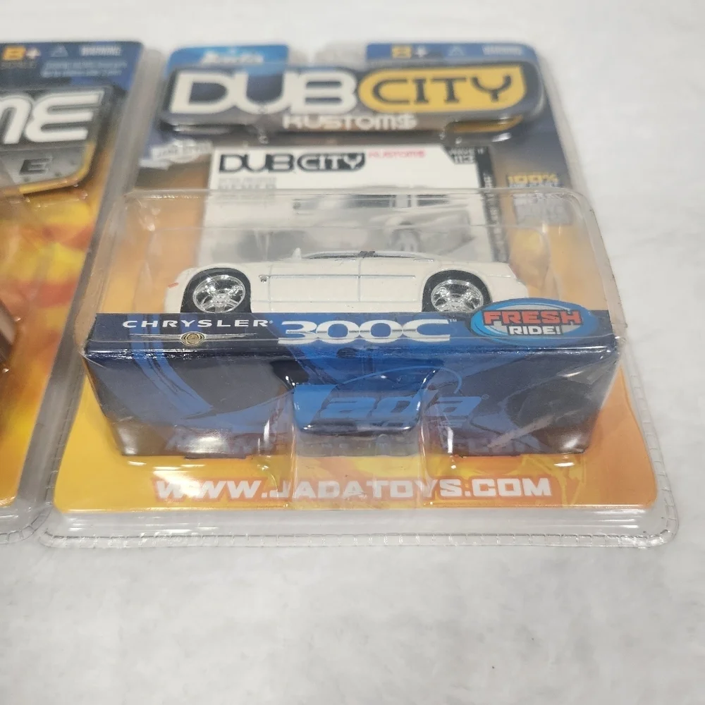 Green 69 Chevy Camaro and White Chrysler 300C Die-Cast Cars from DUB City